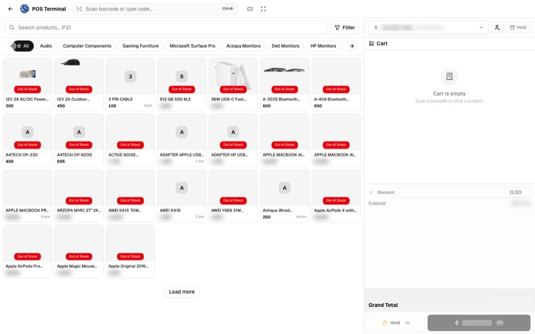 MG ERP point-of-sale terminal