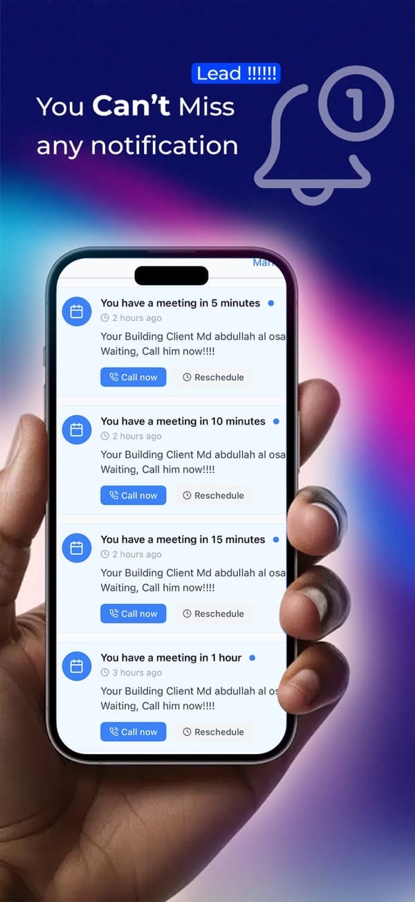 Meeting reminder notifications for leads