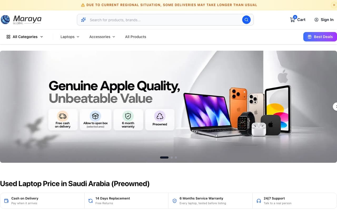 Maraya Global online store, run on MG ERP built by Softxen